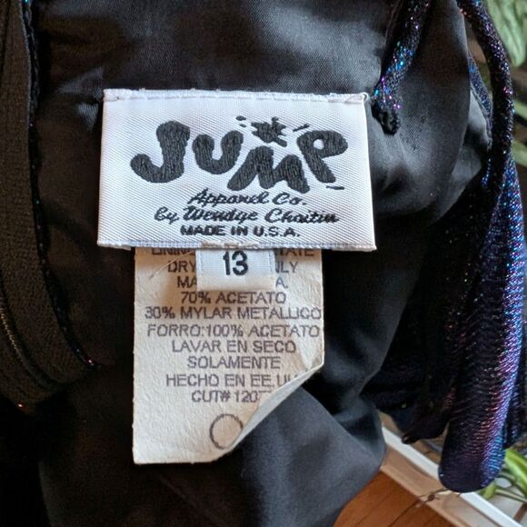 Vintage 1990s Jump Prom Dress Purple Metallic Whimsygoth Formal Slit Size 13 - Picture 9 of 15